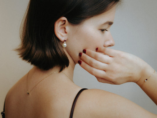 Diamond, Ruby & Pearl Gold Earrings