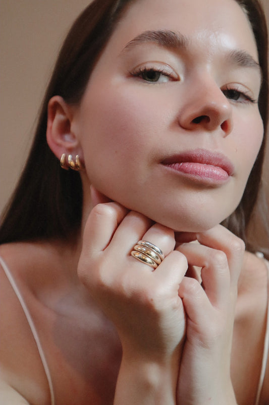 Monday Huggie Textured Gold Plated