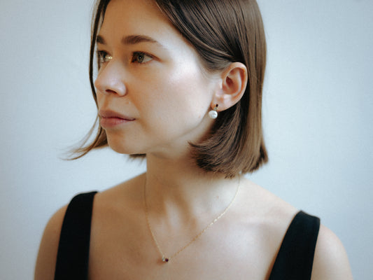 Diamond, Ruby & Keshi Gold Mini Earrings