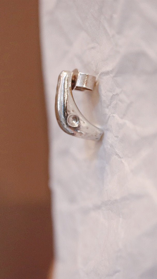 Monday Huggie Textured Silver