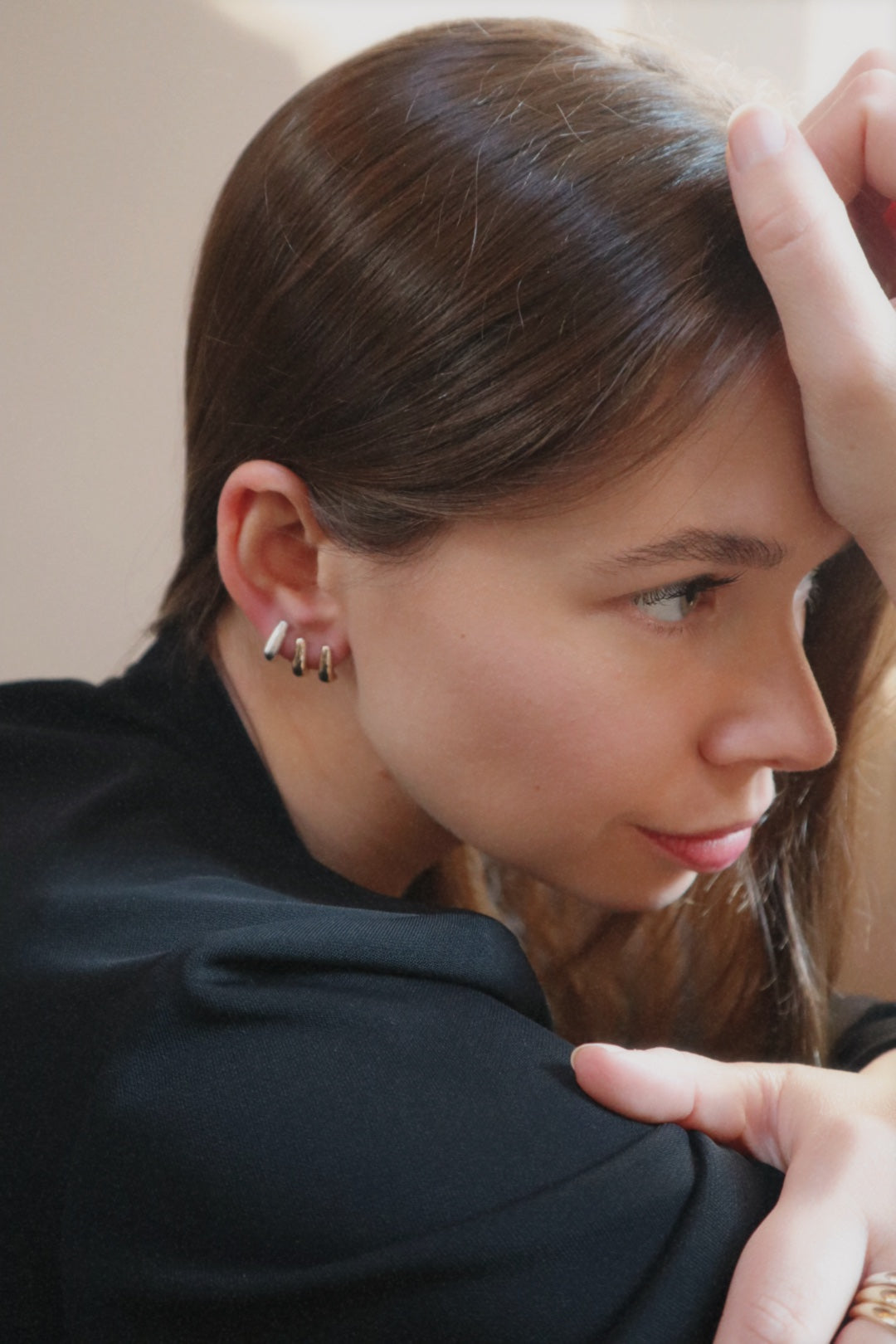 Monday Huggie Textured Silver