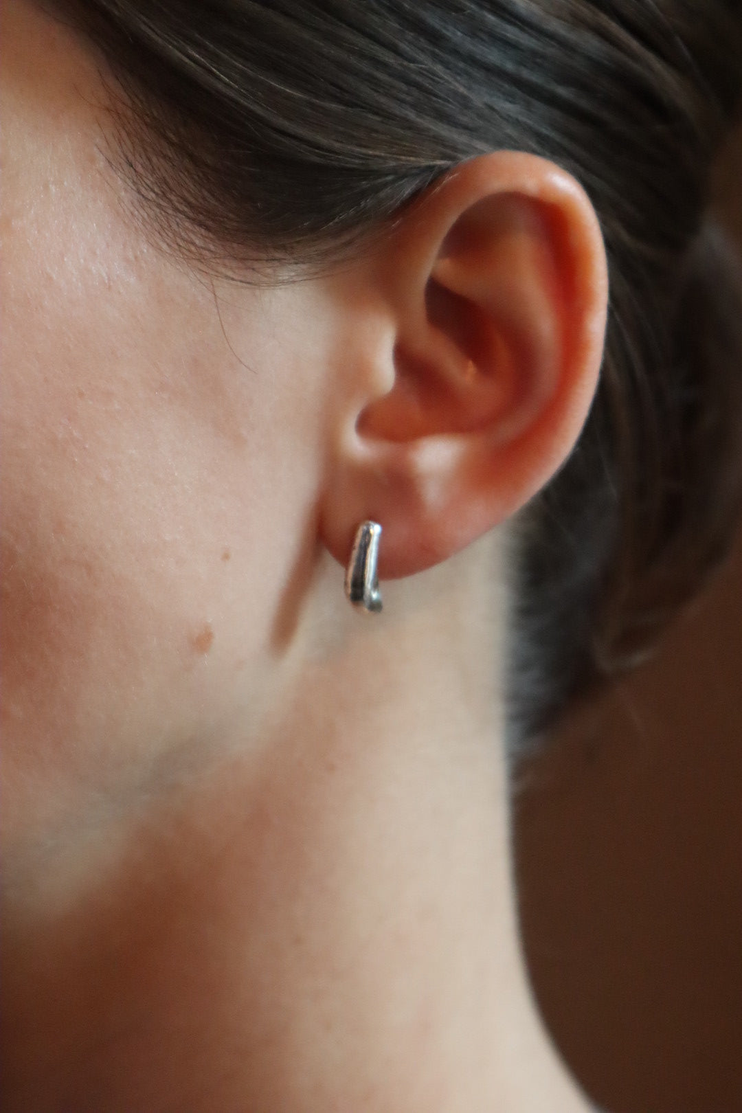 Monday Huggie Textured Silver